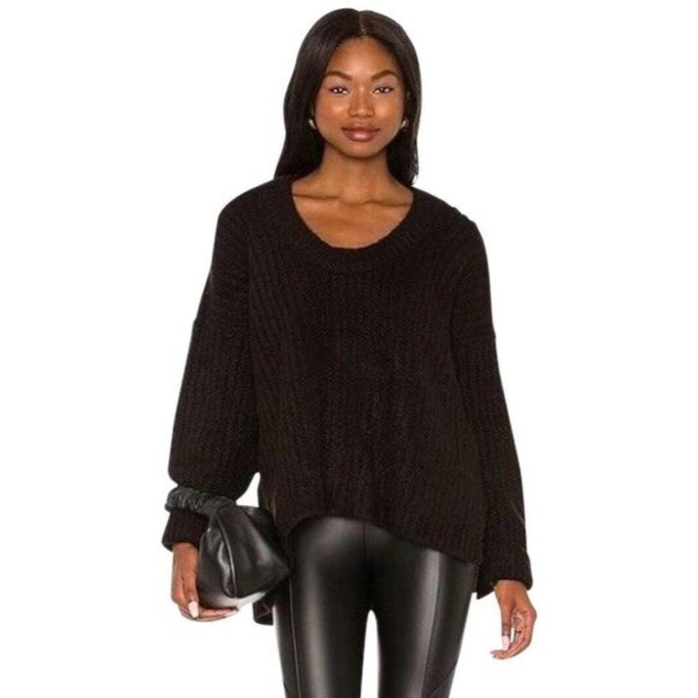 FREE PEOPLE Blue Bell Oversized Sweater Soft Knit - Medium Black NWT